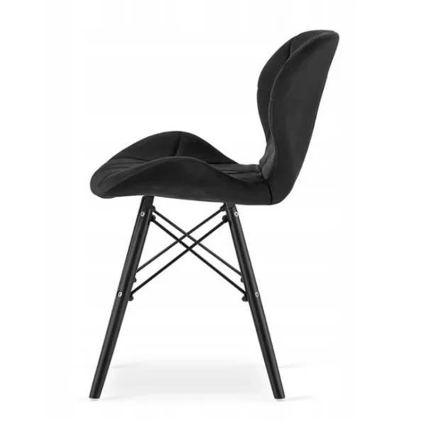 Scaun stil scandinav, Artool, Lago Velvet, catifea neagra, picioare lemn negru, 47x36x73.5 cm