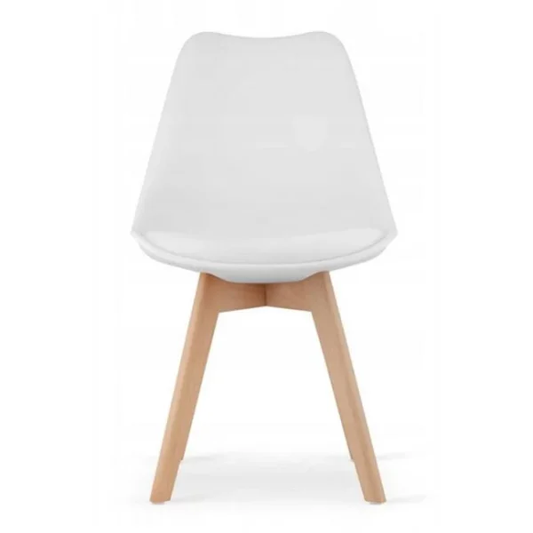 Scaun bucatarie/living, Artool, Mark, PP alb, picioare lemn natur, 49x43x82 cm