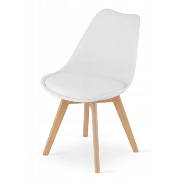 Scaun bucatarie/living, Artool, Mark, PP alb, picioare lemn natur, 49x43x82 cm