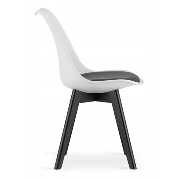 Scaun bucatarie/living, Artool, Mark, PP alb, picioare negre, perna piele ecologica neagra, 49x43x82 cm