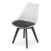 Scaun bucatarie/living, Artool, Mark, PP alb, picioare negre, perna piele ecologica neagra, 49x43x82 cm