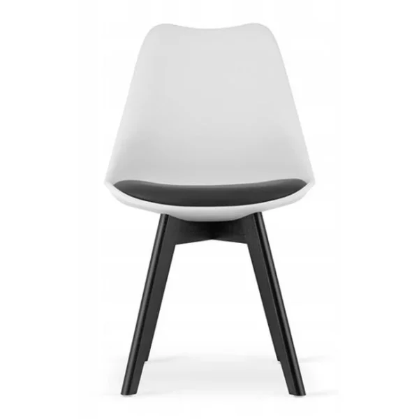 Scaun bucatarie/living, Artool, Mark, PP alb, picioare negre, perna piele ecologica neagra, 49x43x82 cm