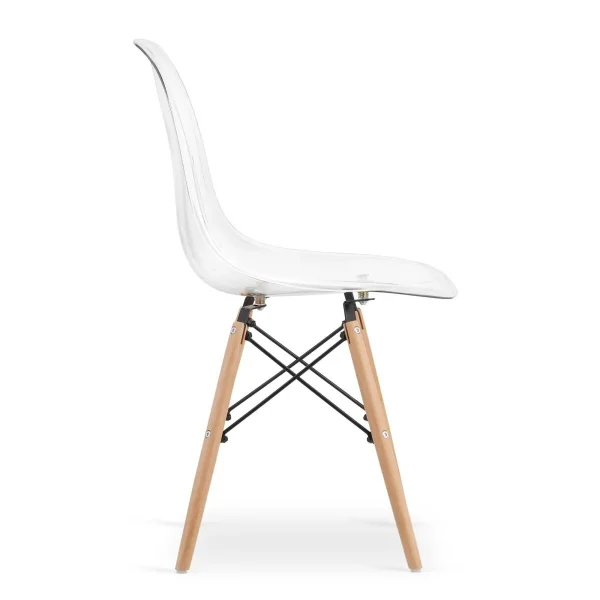 Scaun stil scandinav, Artool, Osaka, policarbonat transparent, picioare lemn natur, 46x52x82 cm