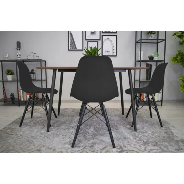Scaun stil scandinav, Artool, Osaka, PP negru, picioare lemn negru, 46x54x81 cm