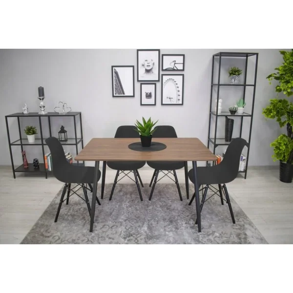 Scaun stil scandinav, Artool, Osaka, PP negru, picioare lemn negru, 46x54x81 cm