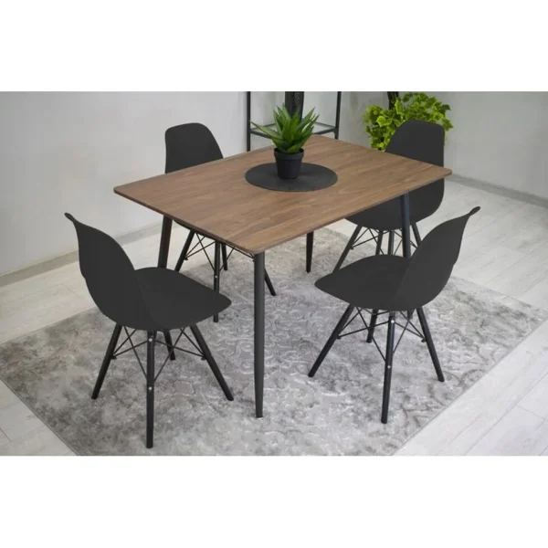Scaun stil scandinav, Artool, Osaka, PP negru, picioare lemn negru, 46x54x81 cm