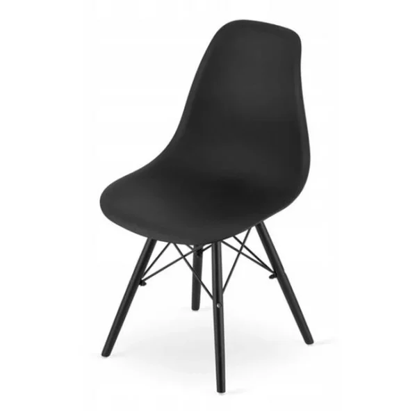 Scaun stil scandinav, Artool, Osaka, PP negru, picioare lemn negru, 46x54x81 cm