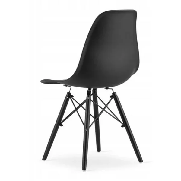 Scaun stil scandinav, Artool, Osaka, PP negru, picioare lemn negru, 46x54x81 cm