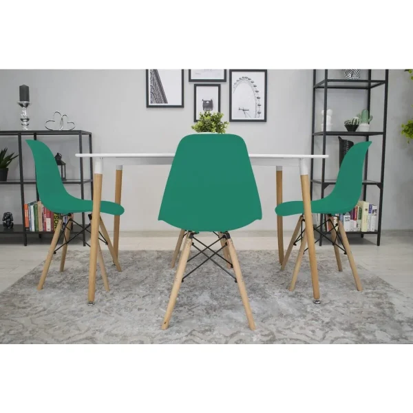 Scaun stil scandinav, Artool, Osaka, PP verde, picioare lemn natur, 46x54x81 cm
