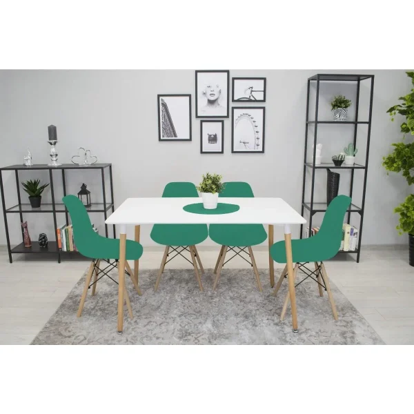 Scaun stil scandinav, Artool, Osaka, PP verde, picioare lemn natur, 46x54x81 cm