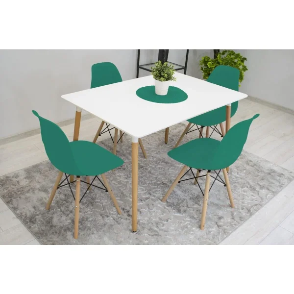 Scaun stil scandinav, Artool, Osaka, PP verde, picioare lemn natur, 46x54x81 cm