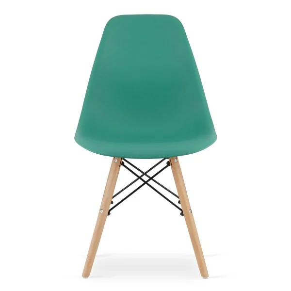 Scaun stil scandinav, Artool, Osaka, PP verde, picioare lemn natur, 46x54x81 cm