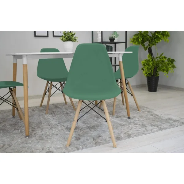 Scaun stil scandinav, Artool, Osaka, PP verde, picioare lemn natur, 46x54x81 cm