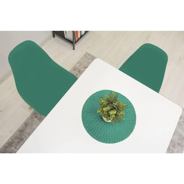 Scaun stil scandinav, Artool, Osaka, PP verde, picioare lemn natur, 46x54x81 cm