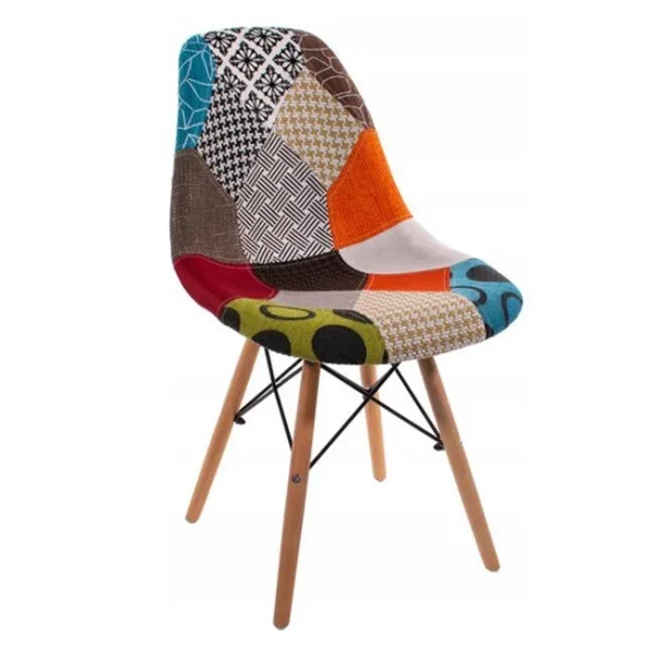 Scaun bucatarie/living, Artool, Seul, textil multicolor, picioare lemn natur, 46.5x56.5x82.5 cm