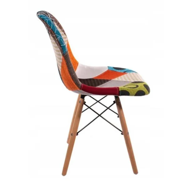 Scaun bucatarie/living, Artool, Seul, textil multicolor, picioare lemn natur, 46.5x56.5x82.5 cm