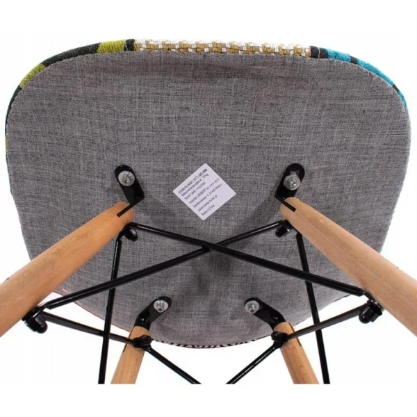 Scaun bucatarie/living, Artool, Seul, textil multicolor, picioare lemn natur, 46.5x56.5x82.5 cm