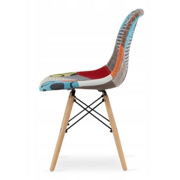 Scaun bucatarie/living, Artool, Seul, textil multicolor, picioare lemn natur, 46.5x56.5x82.5 cm
