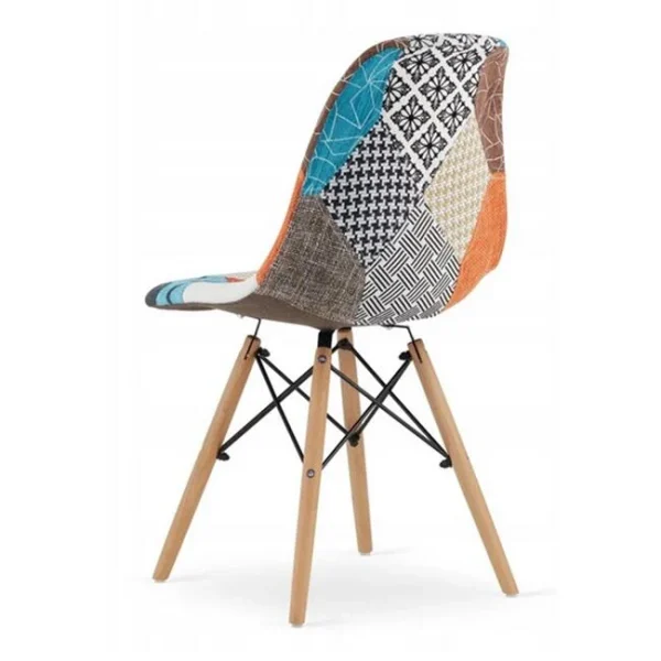 Scaun bucatarie/living, Artool, Seul, textil multicolor, picioare lemn natur, 46.5x56.5x82.5 cm