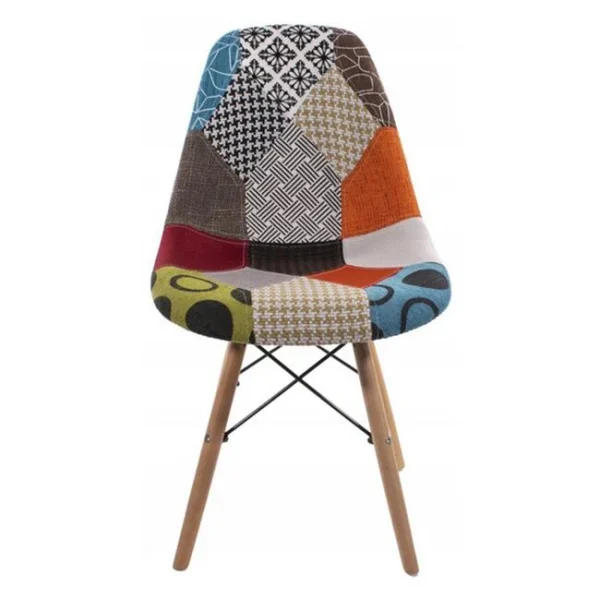 Scaun bucatarie/living, Artool, Seul, textil multicolor, picioare lemn natur, 46.5x56.5x82.5 cm