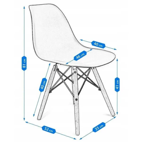 Scaun stil scandinav, Jumi, Eva, PP, lemn, roz, 46x52x81 cm