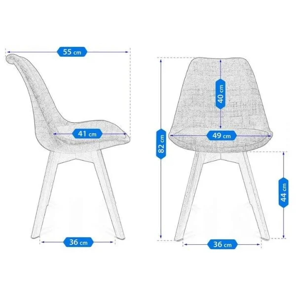 Scaun bucatarie/living, stofa, lemn, negru, 49x55x82 cm, Alta