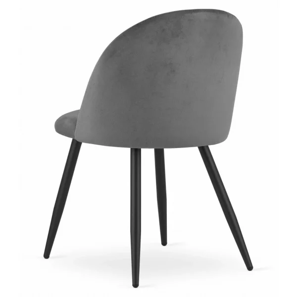 Scaun bucatarie/living, Artool, Bello, catifea gri, picioare metal negru, 46x42.5x76.5 cm