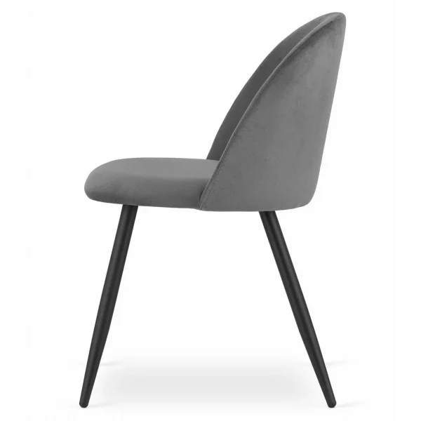 Scaun bucatarie/living, Artool, Bello, catifea gri, picioare metal negru, 46x42.5x76.5 cm