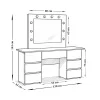 Masa de toaleta/machiaj, Vanessa, stejar, cu oglinda si LED-uri, 130x43x143 cm