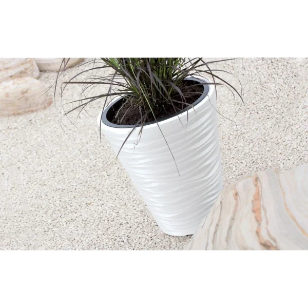 Set 2 ghivece de flori, Sand, rotunde, 34.5x38.5 cm, alb, Prosperplast