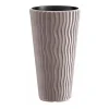 Set 2 ghivece de flori, Sandy Slim, rotunde, inalte, 29.7x53.1 cm, cafeniu, Prosperplast