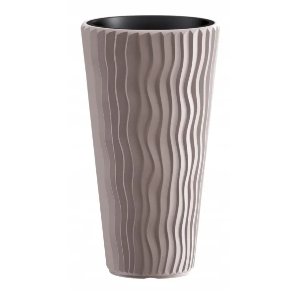 Set 2 ghivece de flori, Sandy Slim, rotunde, inalte, 29.7x53.1 cm, cafeniu, Prosperplast