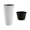 Set 2 ghivece de flori, Sandy Slim, rotunde, inalte, 34.9x62 cm, alb, Prosperplast