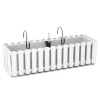 Set 2 jardiniere decorative cu suport metalic, sistem irigare,​​​​​​​ alb, 58x18x16.2 cm, Boardee Fencycase W