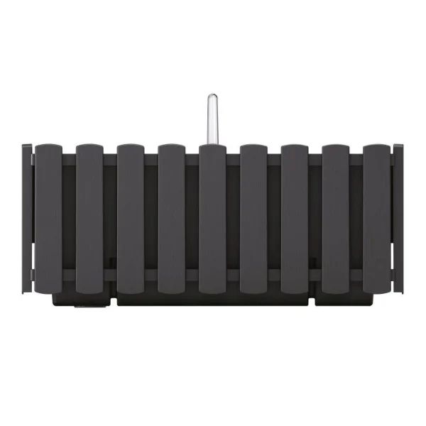 Set 2 jardiniere decorative cu suport metalic, sistem irigare,​​​​​​​ antracit, 38x18x16.2 cm, Boardee Fencycase W