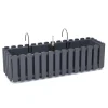 Set 2 jardiniere decorative cu suport metalic, sistem irigare,​​​​​​​ antracit, 58x18x16.2 cm, Boardee Fencycase W
