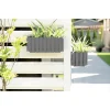 Set 2 jardiniere decorative cu suport metalic, sistem irigare,​​​​​​​ gri, 38x18x16.2 cm, Boardee Fencycase W