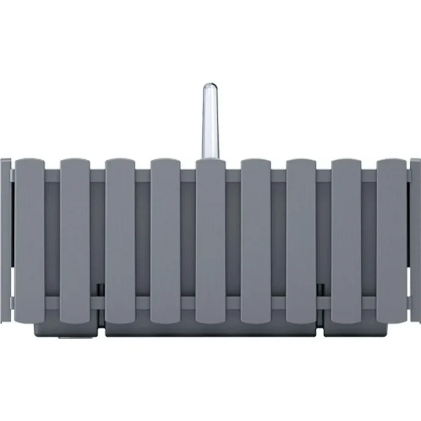 Set 2 jardiniere decorative cu suport metalic, sistem irigare,​​​​​​​ gri, 38x18x16.2 cm, Boardee Fencycase W