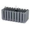 Set 2 jardiniere decorative cu suport metalic, sistem irigare,​​​​​​​ gri, 38x18x16.2 cm, Boardee Fencycase W