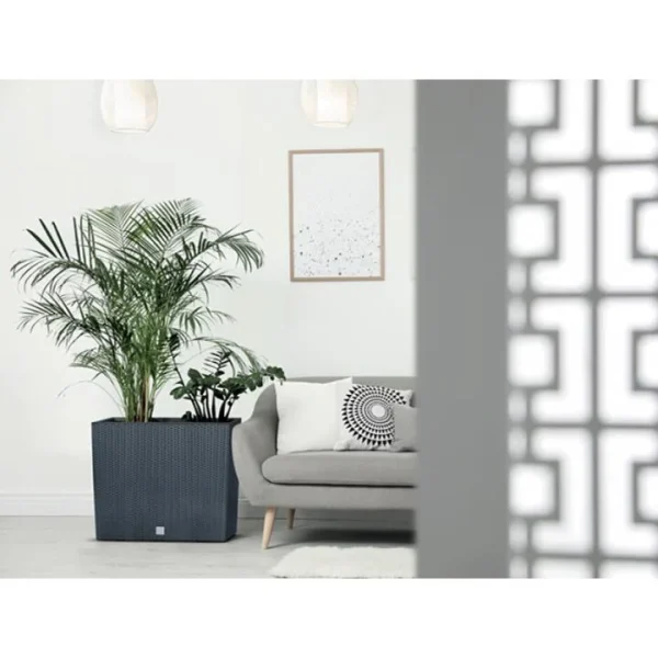 Set 2 jardiniere decorative, imitatie ratan, antracit, 58x18x49.8 cm, Rato Case