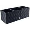 Set 2 jardiniere decorative, sistem irigare, imitatie ratan, antracit, 30 L, 60x25x24 cm, Rato Case