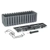 Set 3 jardiniere decorative cu suport metalic, sistem irigare,​​​​​​​ gri, 58x18x16.2 cm, Boardee Fencycase W