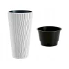 Set 4 ghivece de flori, Sandy Slim, rotunde, inalte, 34.9x62 cm, alb, Prosperplast