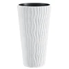 Set 4 ghivece de flori, Sandy Slim, rotunde, inalte, 34.9x62 cm, alb, Prosperplast