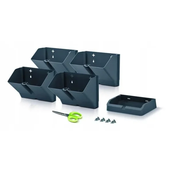 Ghivece decorative de flori, modular, antracit, 4x1 L, set 4 buc, 19.5x11.4x47.5 cm, Mini Cascade