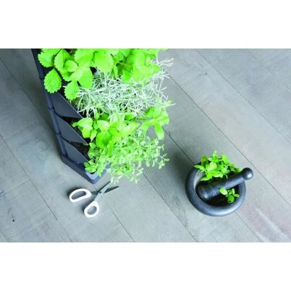 Ghivece decorative de flori, modular, antracit, 4x1 L, set 4 buc, 19.5x11.4x47.5 cm, Mini Cascade