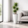 Set 4 ghivece de flori, Sandy Slim, rotunde, inalte, 34.9x62 cm, alb, Prosperplast