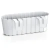 Set 4 jardiniere decorative cu suport de plastic, alb, 4.9 L, 38.3x21.2x13 cm, Boardee Hook