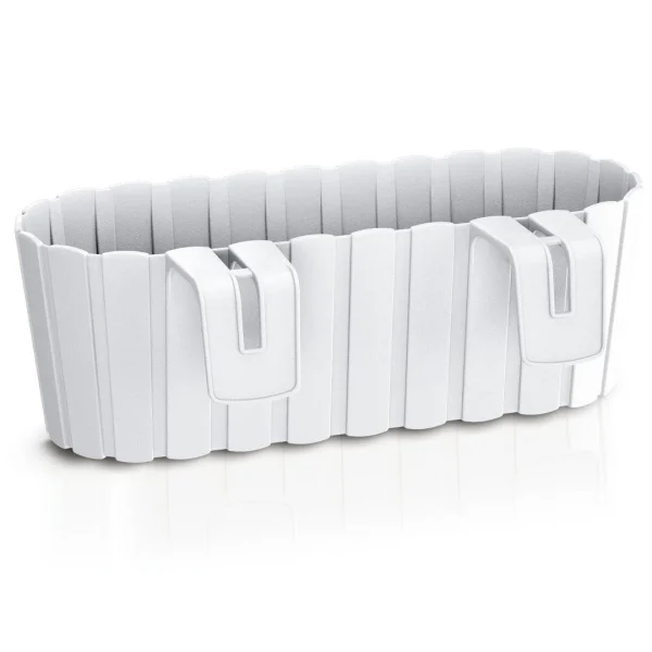 Set 4 jardiniere decorative cu suport de plastic, alb, 4.9 L, 38.3x21.2x13 cm, Boardee Hook