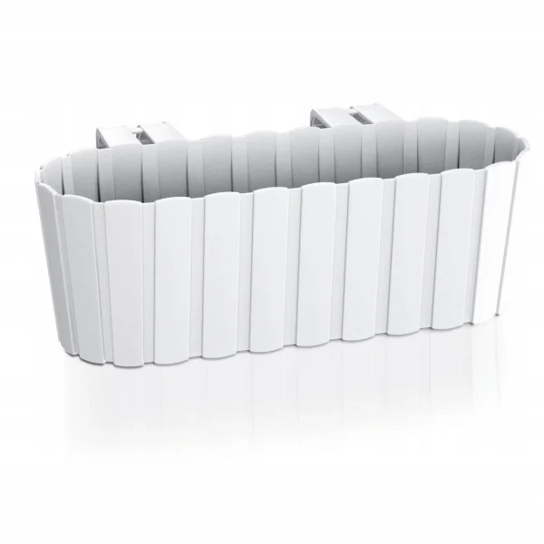 Set 4 jardiniere decorative cu suport de plastic, alb, 4.9 L, 38.3x21.2x13 cm, Boardee Hook